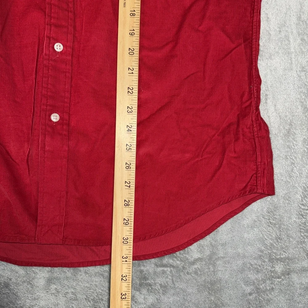 Polo Ralph Lauren Mens Red Micro Corduroy Button Down Shirt Classic Fit M